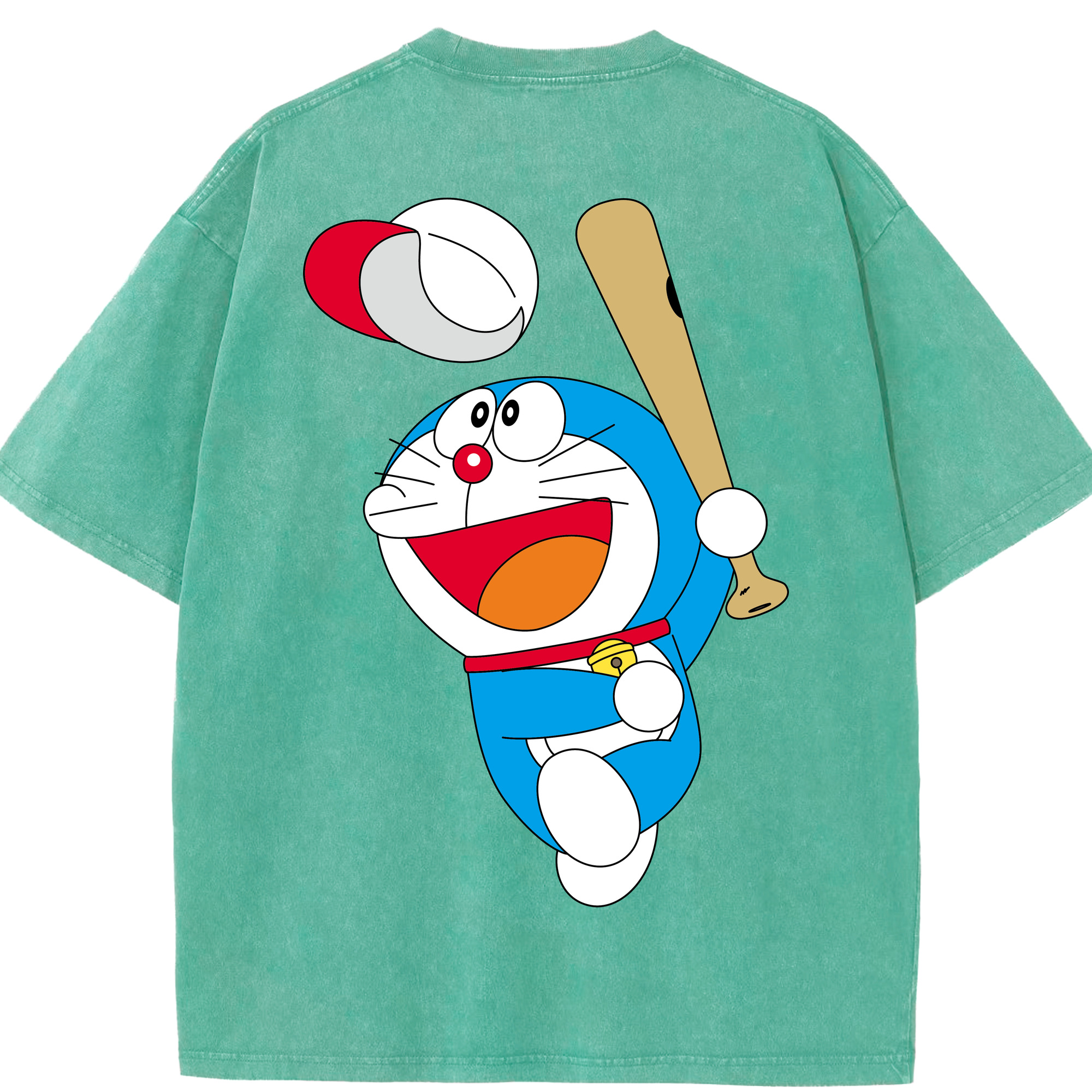 （画像用） ドラえもん Doraemon 綿100% ヴィンテージ風 半袖Tシャツ（背面プリント）